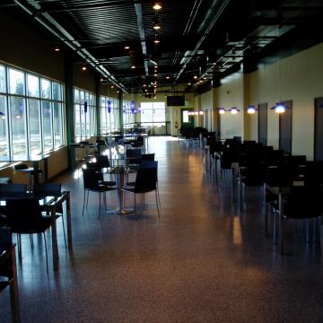 New employee cafeteria with decorative resinous floor