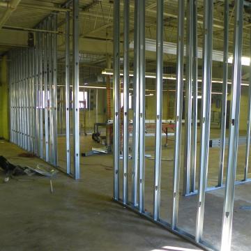 Frame out of warehouse for new office commercial office space