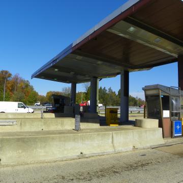 During the Project - half coated, staging equipment removed & plaza open for business.